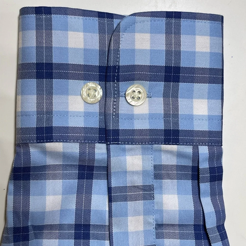 Peter Millar Men Crown Lite Performance Tech Shirt Stretch Check Size M - Picture 6 of 11